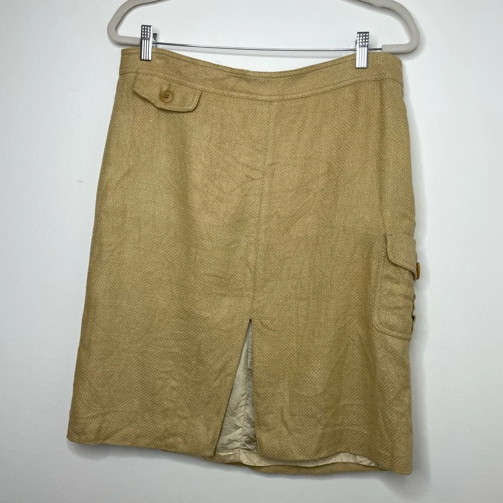 Zara Linen Cargo Skirt with Front Slit 12 - Picture 2 of 13
